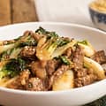 Sautéed Bok Choi With Ginger-Marinated Beef