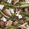 MAPLE-ROASTED SPRING ONIONS, ASPARAGUS, SUNCHOKES AND GOAT CHEESE WITH BIRCH SYRUP