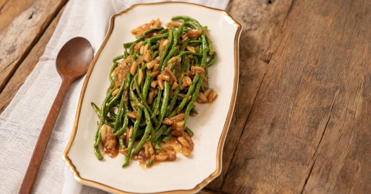 Asian Long Bean With Miso, Maple and Almonds